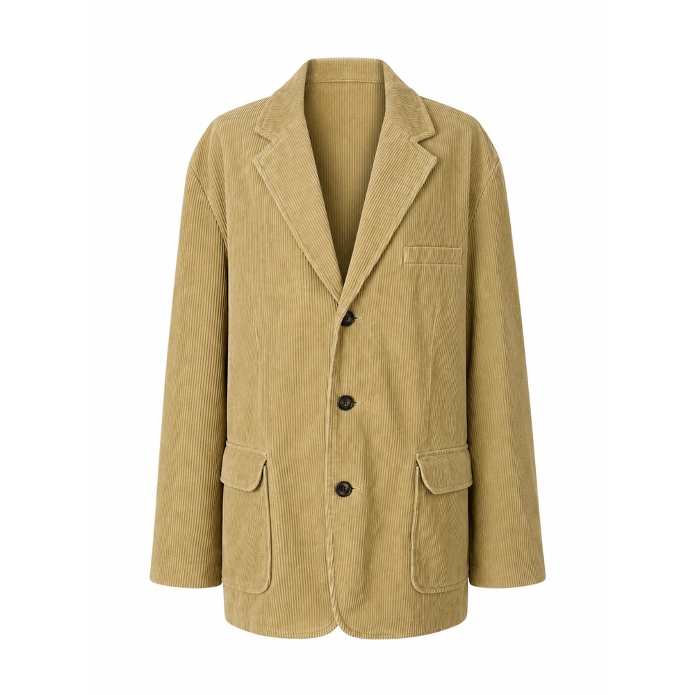 St Johns Bay Mens Tan Khaki Corduroy Three Button Blazer Jacket Large sport coat
